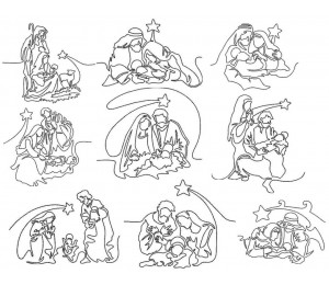 Stickserie - Stern über Bethlehem Line Art